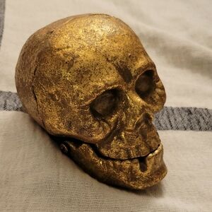 Gold Decorative Skull Sculpture Or Paperweight Goth Home Decor Halloween